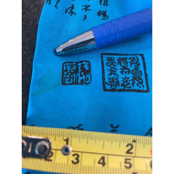 Chico's Design teal blue 100% Silk button up with Asian print 8 or Chicos 1 - Picture 5 of 12